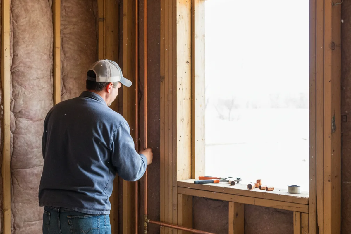 Licensed plumber running new copper supply lines in a Canastota home